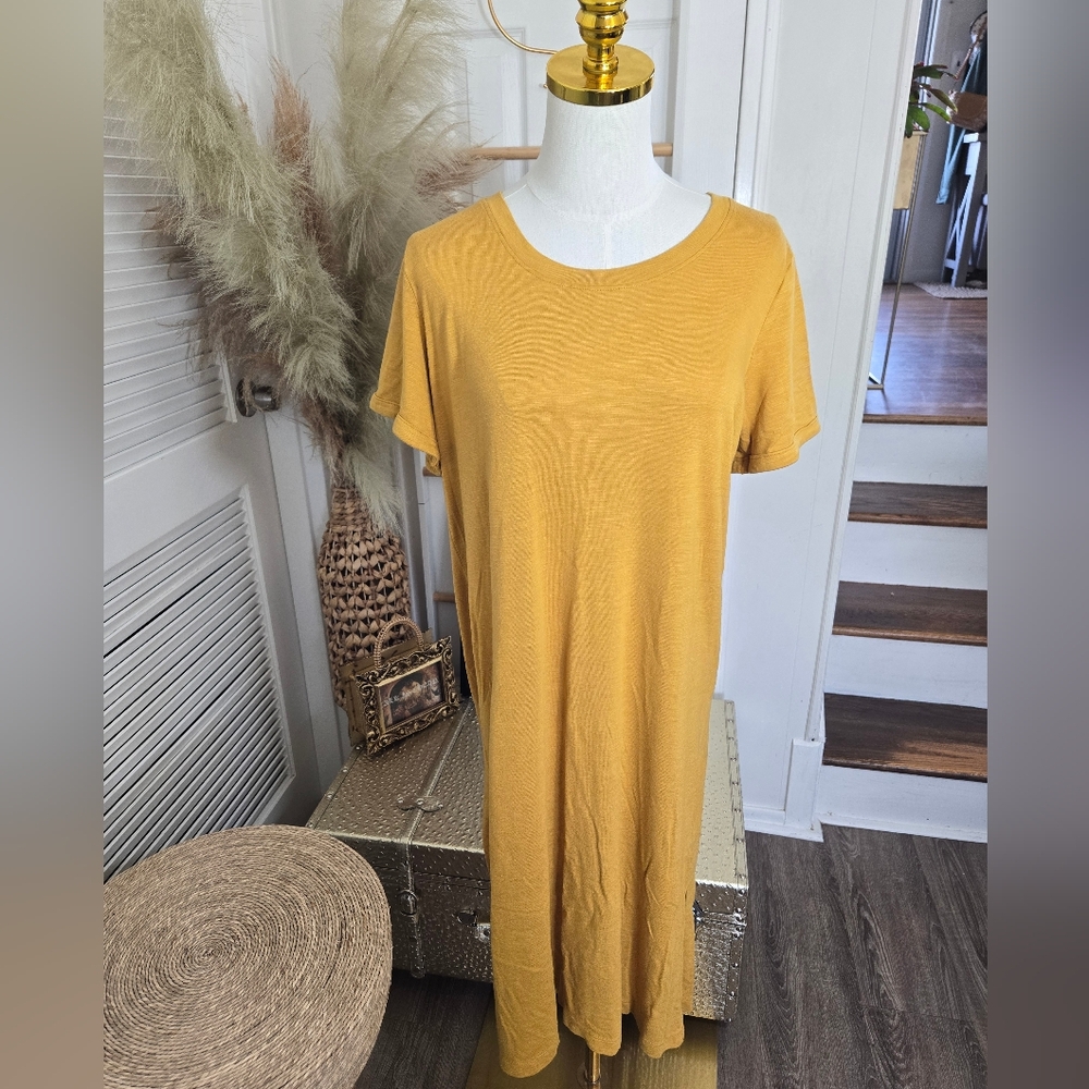 SIMPLE MUSTARD YELLOW MIDI DRESS 💛🍂